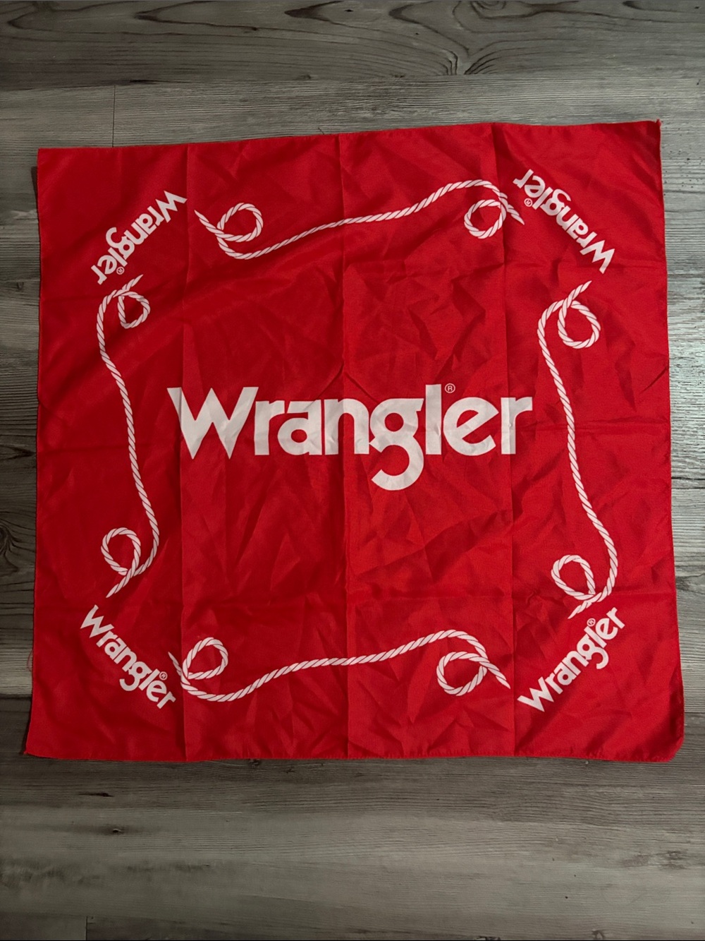Wrangler Red Bandana with White Rope Print